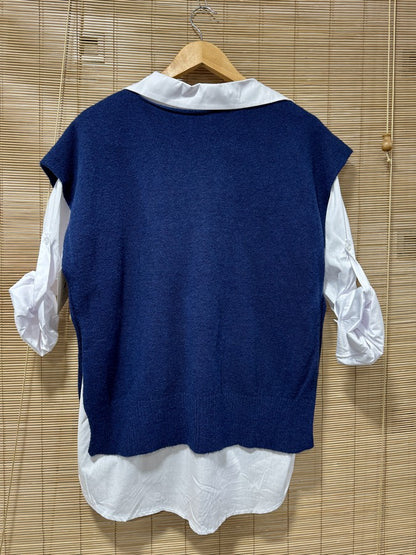 Pull débardeur bleu marine