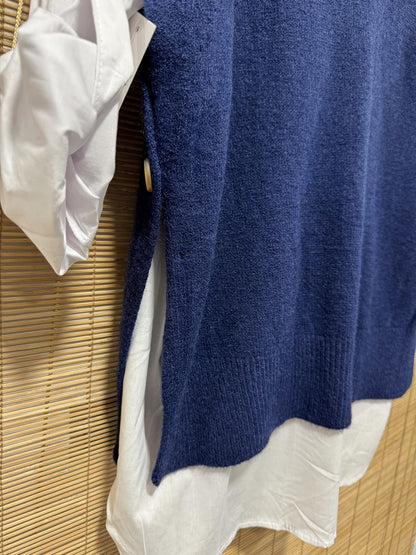 Pull débardeur bleu marine