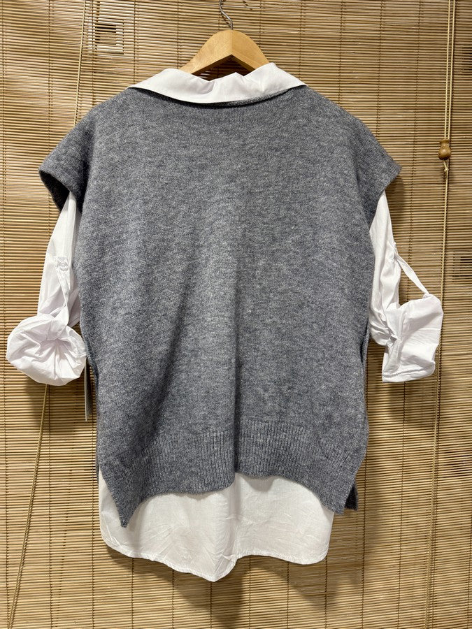 Pull débardeur gris