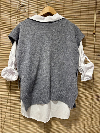 Pull débardeur gris