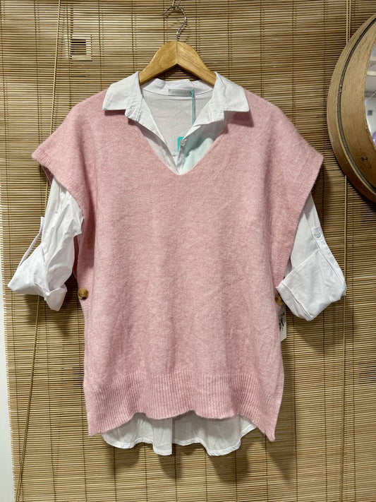 Pull débardeur rose