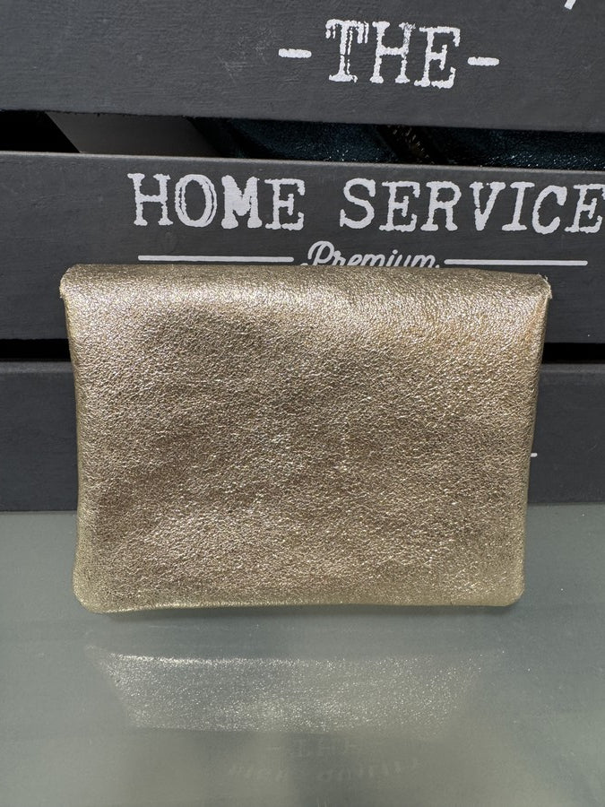 Petite porte-monnaie en cuir doré