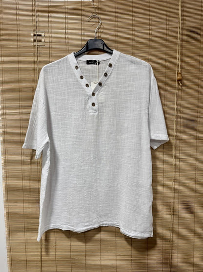 T-shirt col boutons ELIO blanc