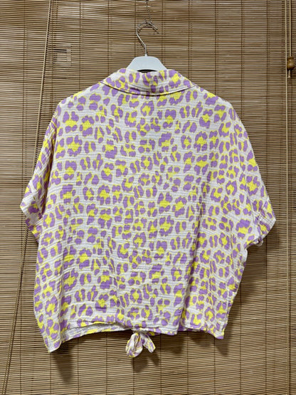 Chemise gaze de coton léo fluo violet/jaune