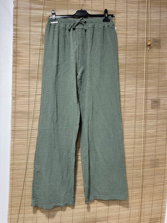 Pantalon gaze de coton kaki