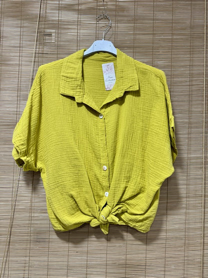 Chemisier gaze de coton jaune