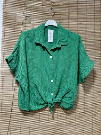 Chemise gaze de coton vert gazon