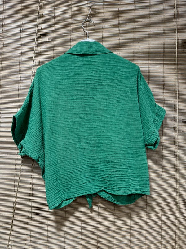 Chemise gaze de coton vert gazon