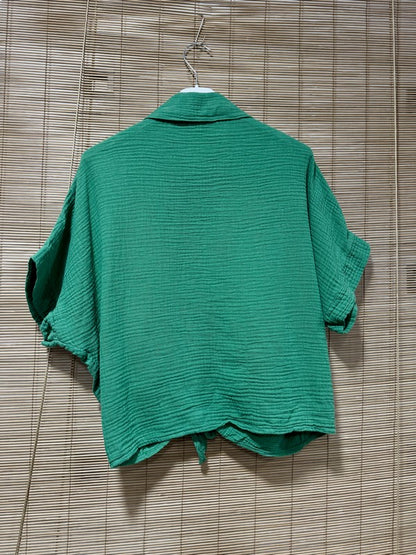 Chemise gaze de coton vert gazon