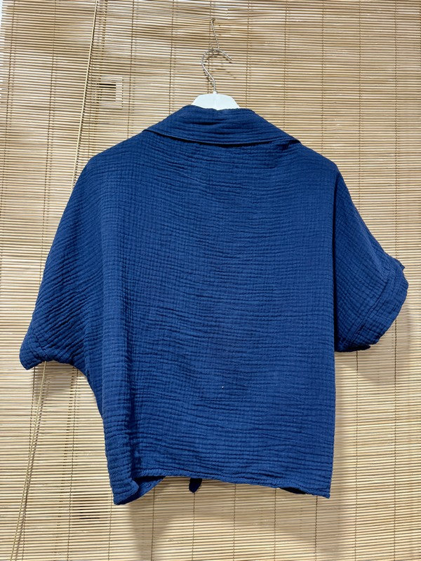 Chemise gaze de coton bleu marine