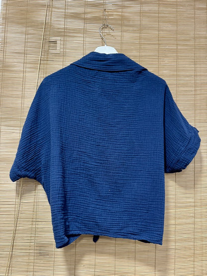 Chemise gaze de coton bleu marine