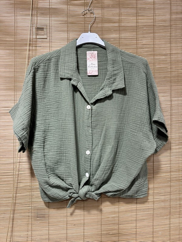 Chemise gaze de coton kaki