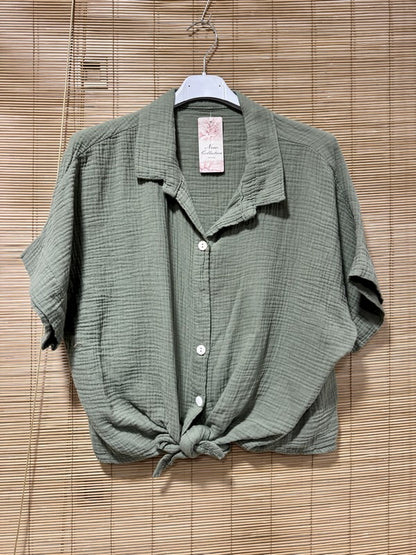 Chemise gaze de coton kaki