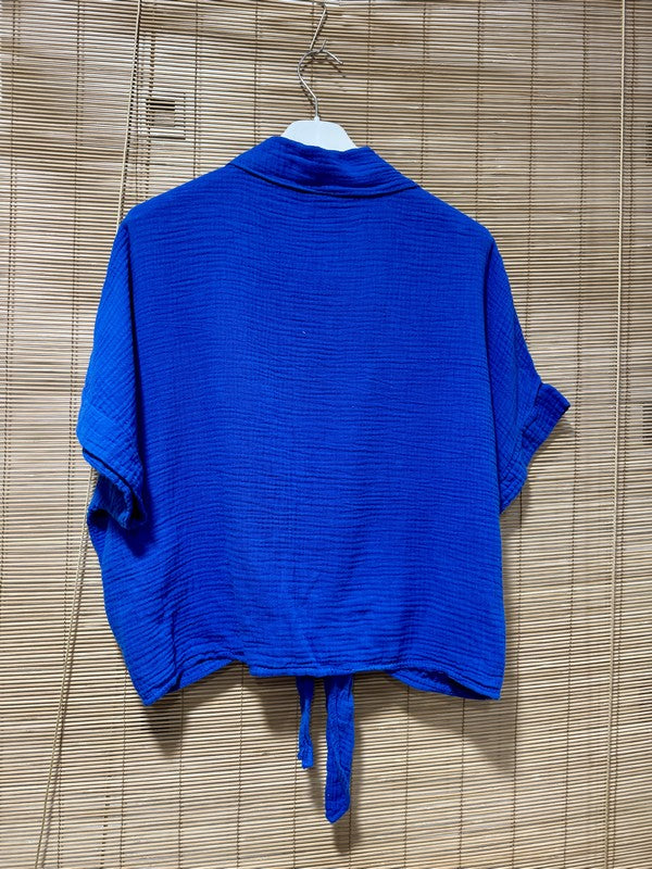 Chemise gaze de coton bleu roi