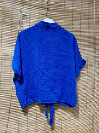 Chemise gaze de coton bleu roi