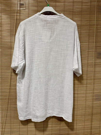 T-shirt CLAUDIO boutons blanc