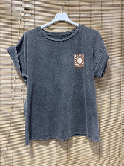 T-shirt anthracite LE SOLEIL marron