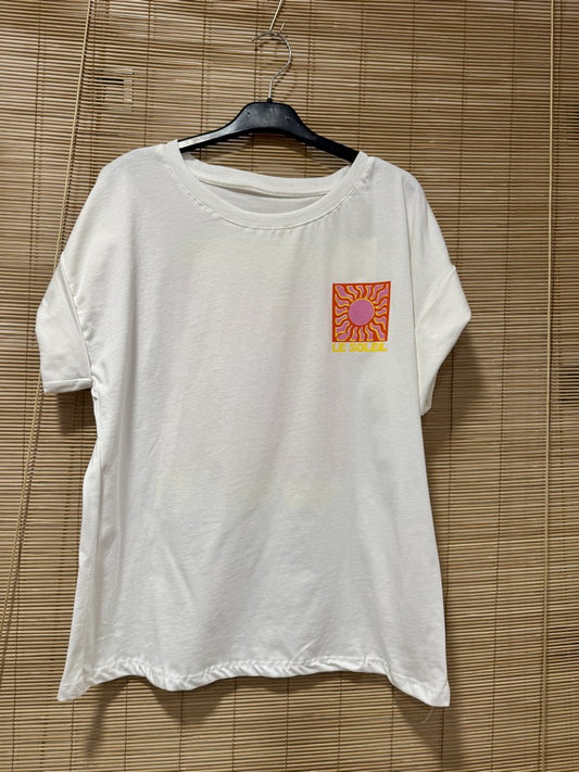 T-shirt blanc LE SOLEIL jaune