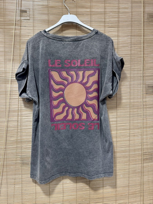 T-shirt anthracite LE SOLEIL bordeaux