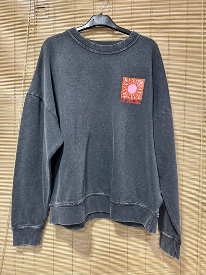 Sweat anthracite LE SOLEIL rouge