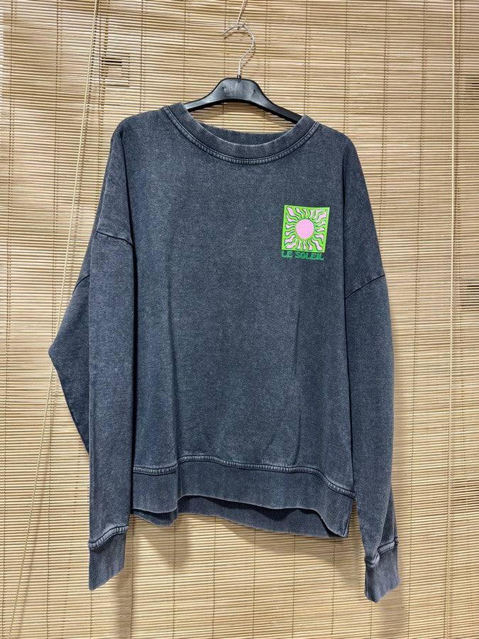 Sweat anthracite LE SOLEIL vert