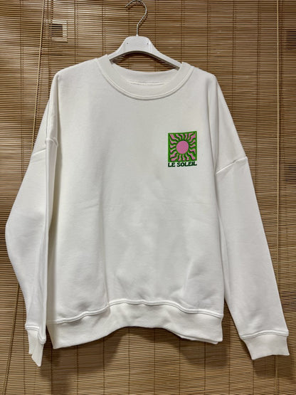Sweat blanc LE SOLEIL vert
