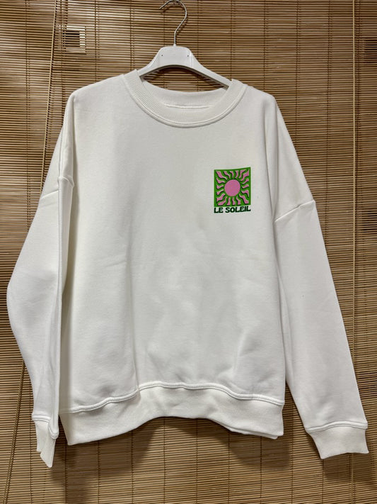 Sweat blanc LE SOLEIL vert