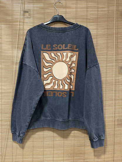 Sweat anthracite LE SOLEIL marron