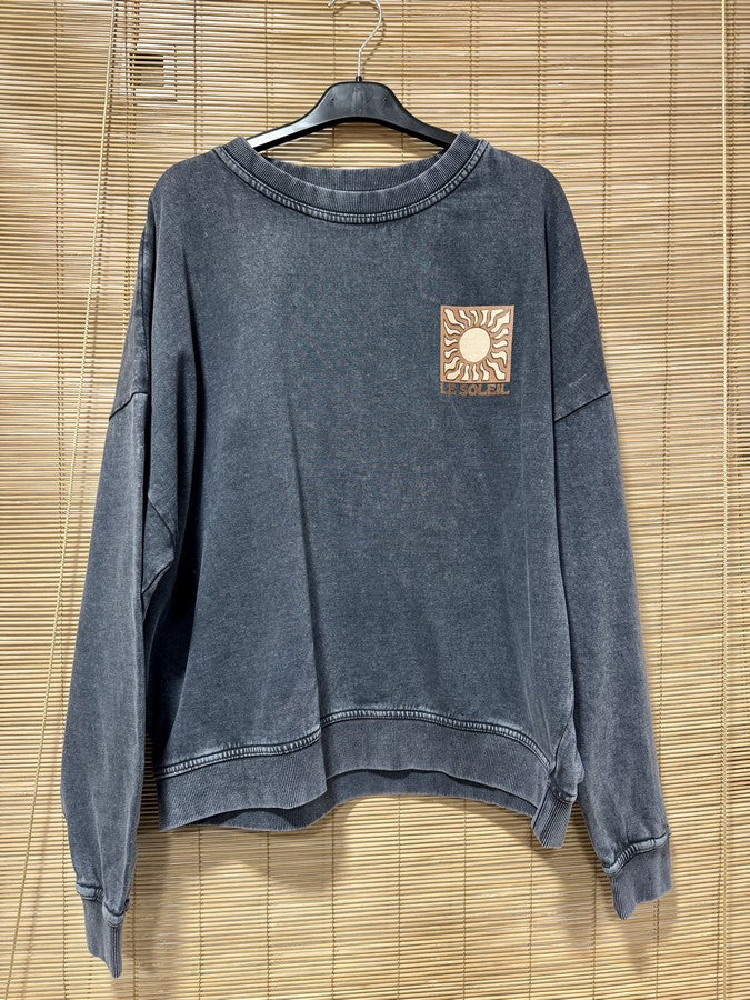 Sweat anthracite LE SOLEIL marron
