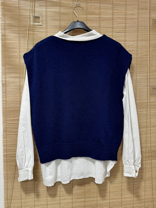 Pull débardeur LANA bleu marine