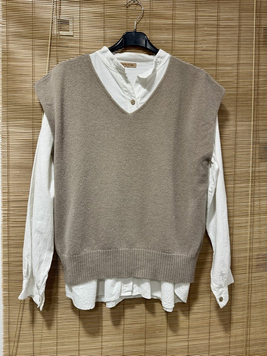 Pull débardeur LANA taupe