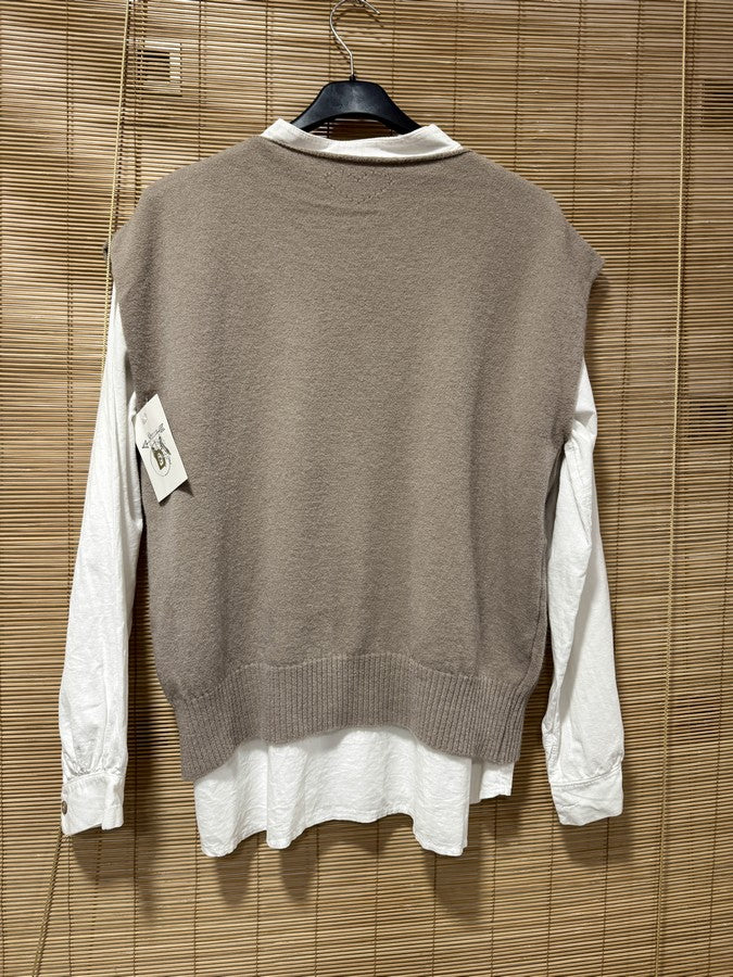 Pull débardeur LANA taupe
