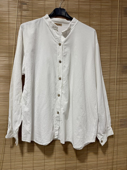 Chemise velours col mao blanche