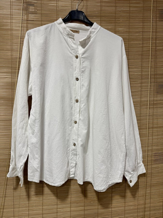 Chemise velours col mao blanche
