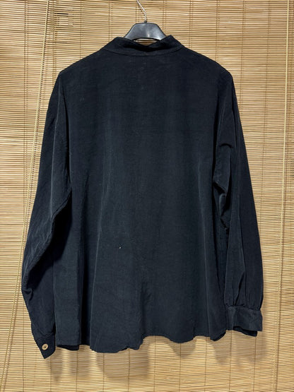 Chemise velours col mao noire
