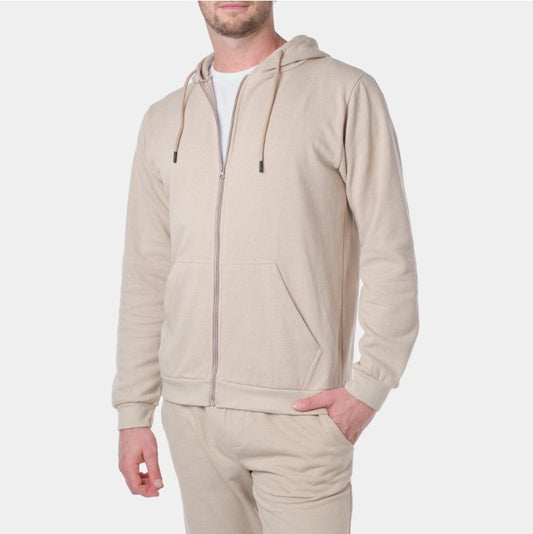 Gilet zippé à capuche SATORU sable du S au 2XL