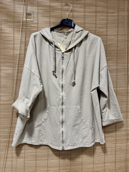 Gilet zippé à capuche beige