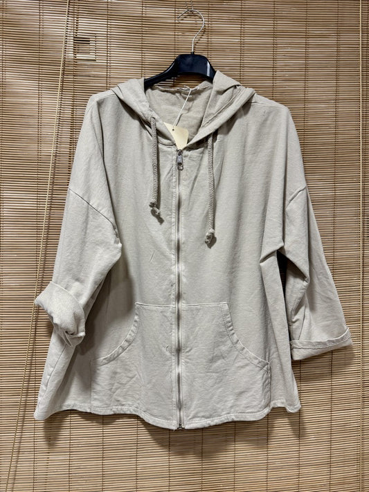Gilet zippé à capuche beige