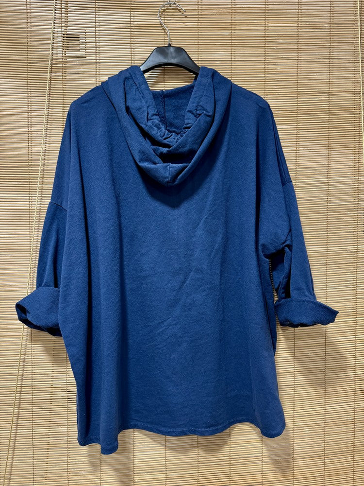 Gilet zippé à capuche bleu marine