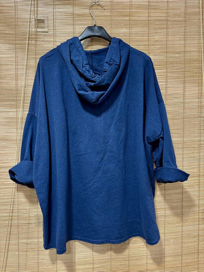 Gilet zippé à capuche bleu marine