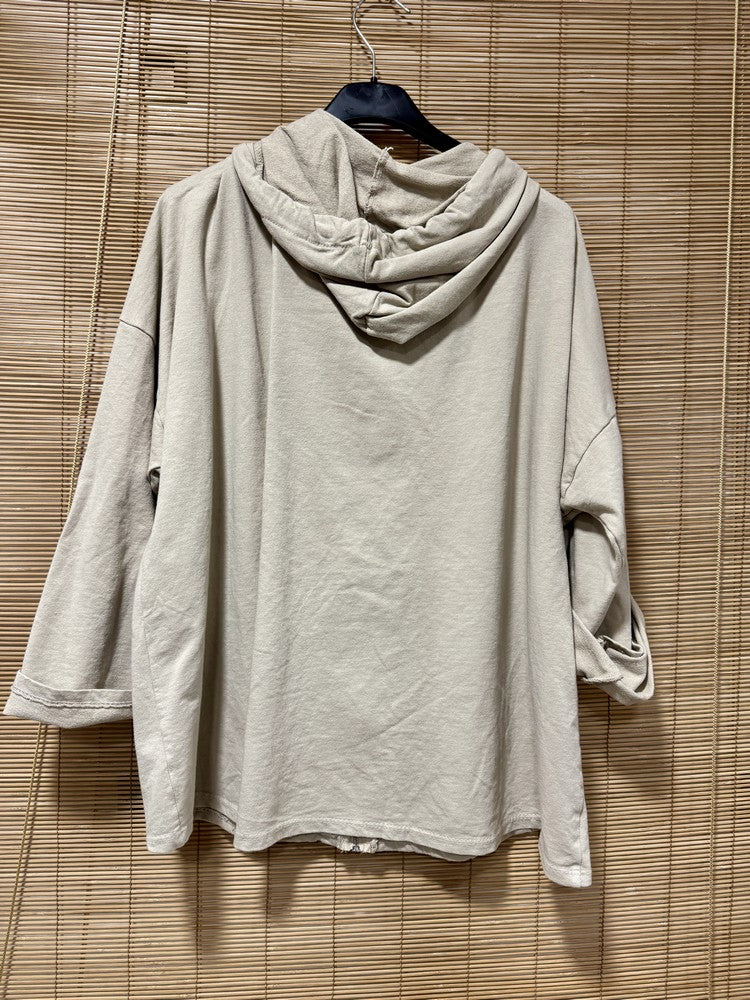 Gilet zippé à capuche beige