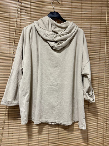 Gilet zippé à capuche beige