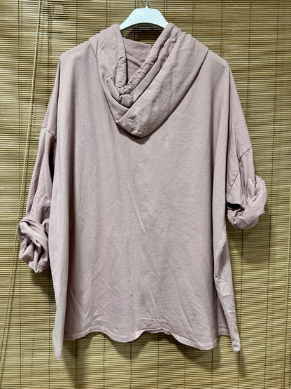 Gilet zippé à capuche rose