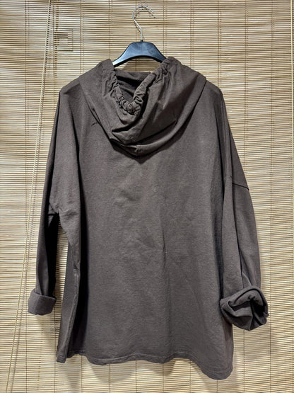 Gilet zippé à capuche marron