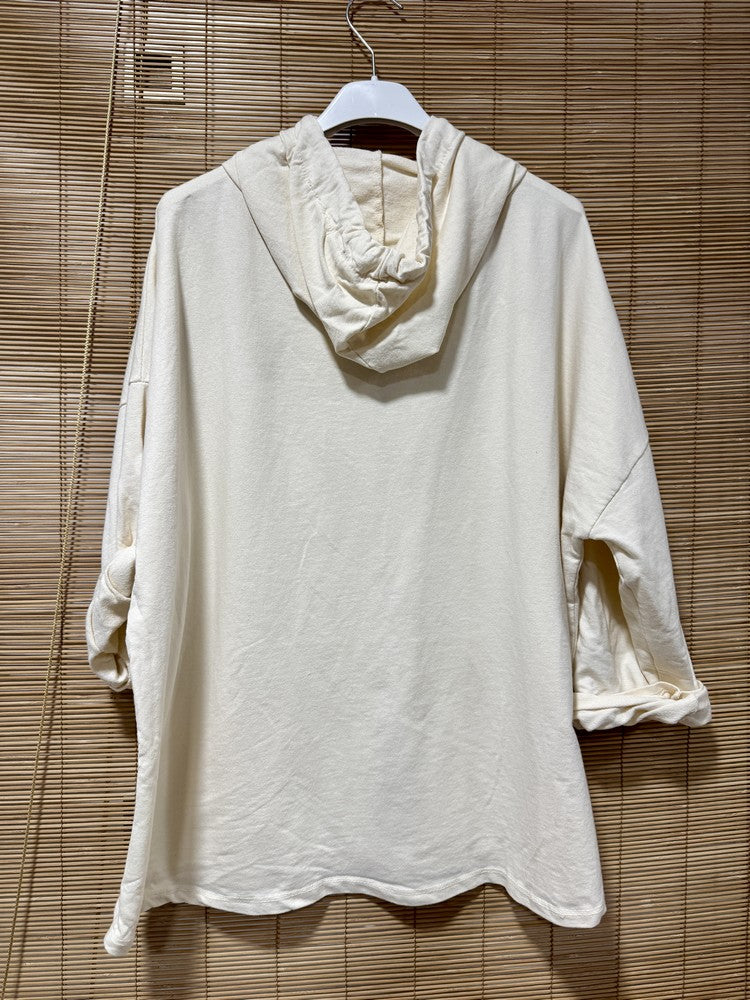 Gilet zippé à capuche écru