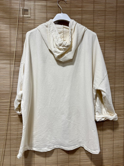 Gilet zippé à capuche écru