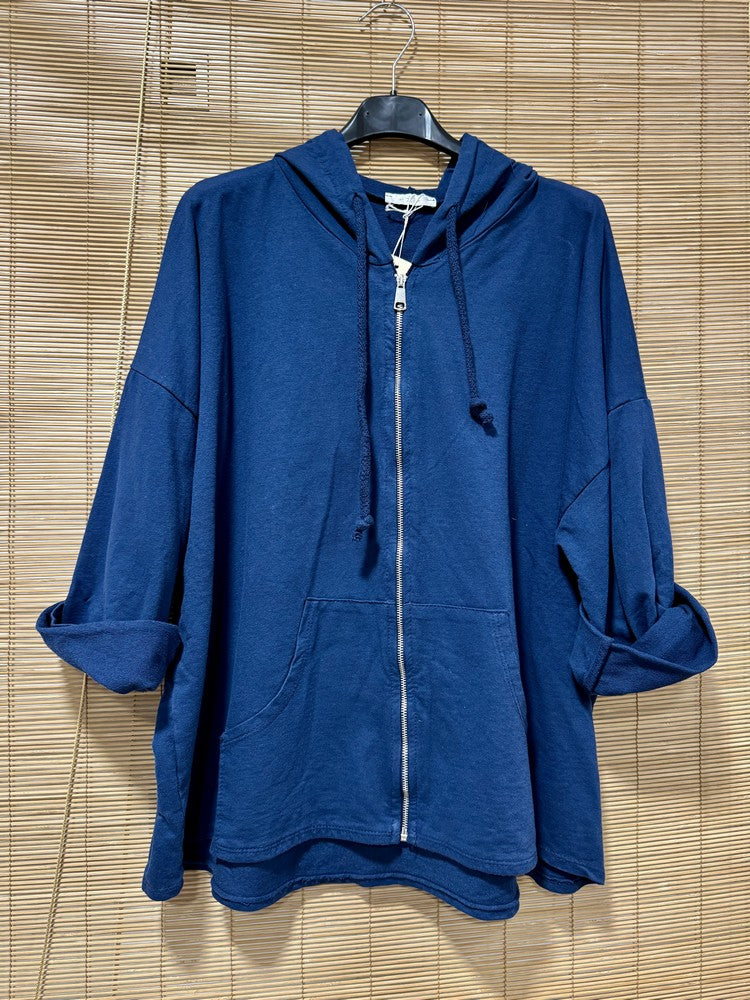 Gilet zippé à capuche bleu marine