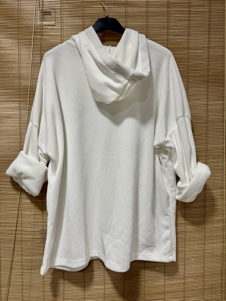 Sweat à capuche en velours léo blanc