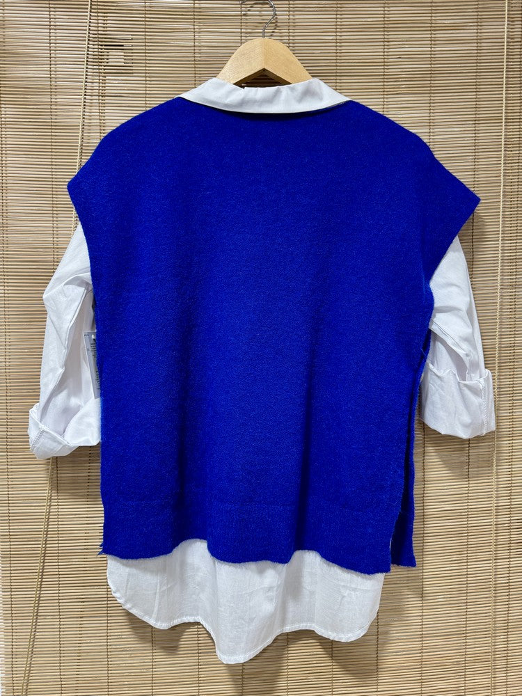 Pull débardeur bleu roi