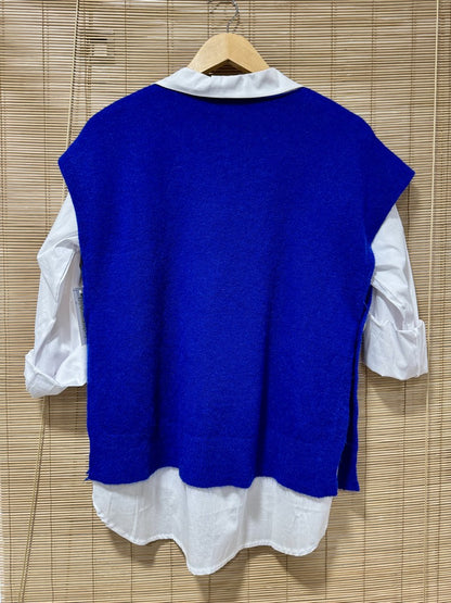 Pull débardeur bleu roi